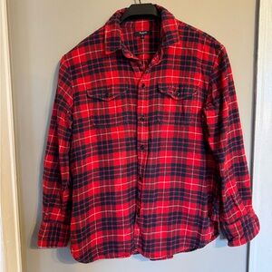 Madewell Red and Black Plaid Flannel Button-Up Shirt